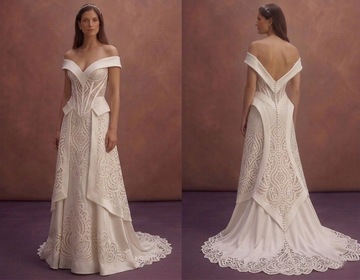 Ivory Satin Wedding Dress with Sculpted Corset Waist