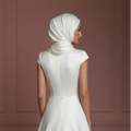 Ivory Silk Elegant Wedding Dress with Hijab – Minimalist & Modern Muslim