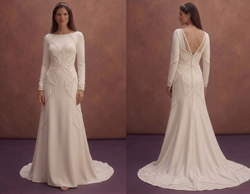 Ivory Simple Bridal Gown with Clean Minimal Lines