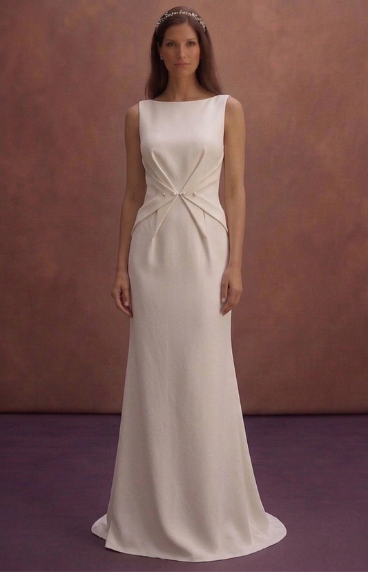 Ivory Simple Bridal Gown with Clean Silhouette