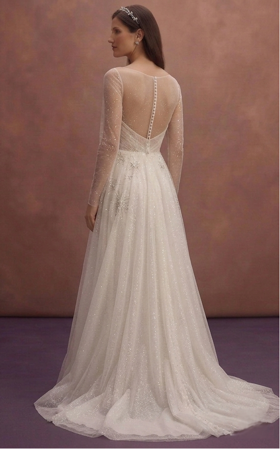 Ivory Sparkle Tulle Wedding Dress with Soft Glitter Layers