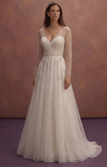 Ivory Sparkle Tulle Wedding Dress with Soft Glitter Layers