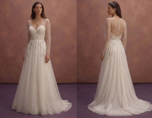Ivory Sparkle Tulle Wedding Dress with Soft Glitter Layers