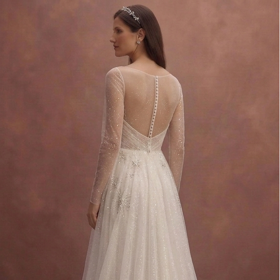 Ivory Sparkle Tulle Wedding Dress with Soft Glitter Layers