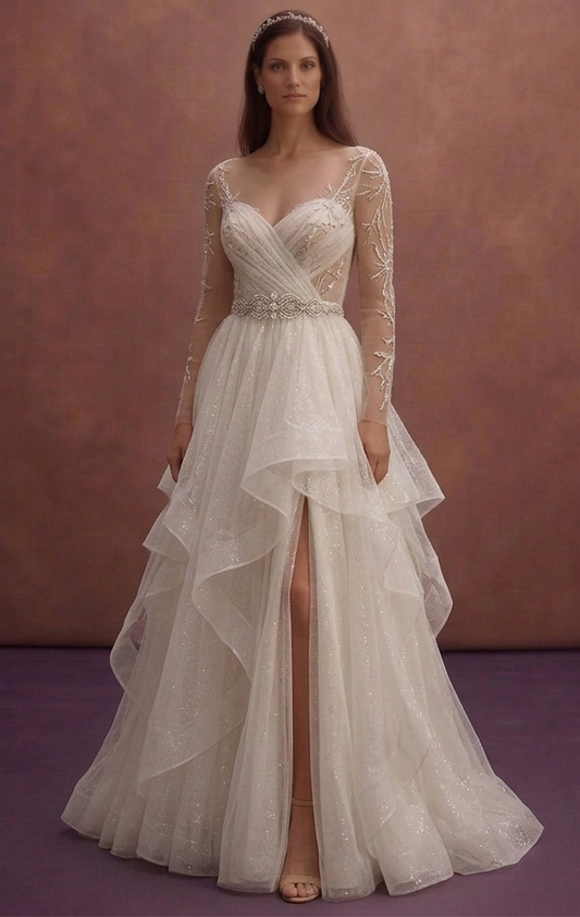 Ivory Sparkle Tulle Wedding Dress with Soft Layers