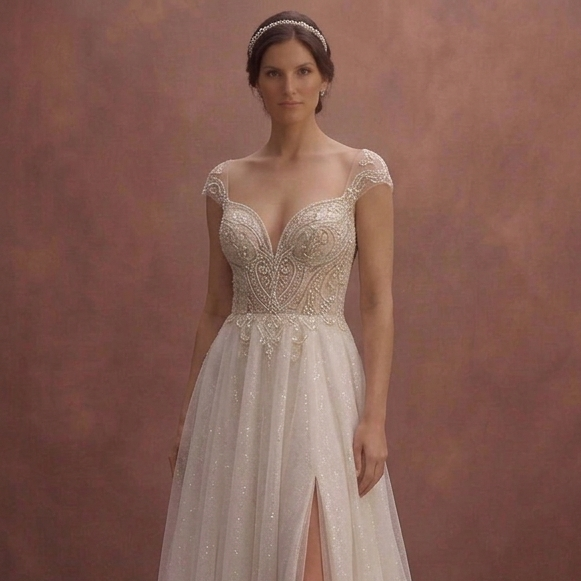 Ivory Sparkle Tulle Wedding Dress with Subtle Glitter Layers