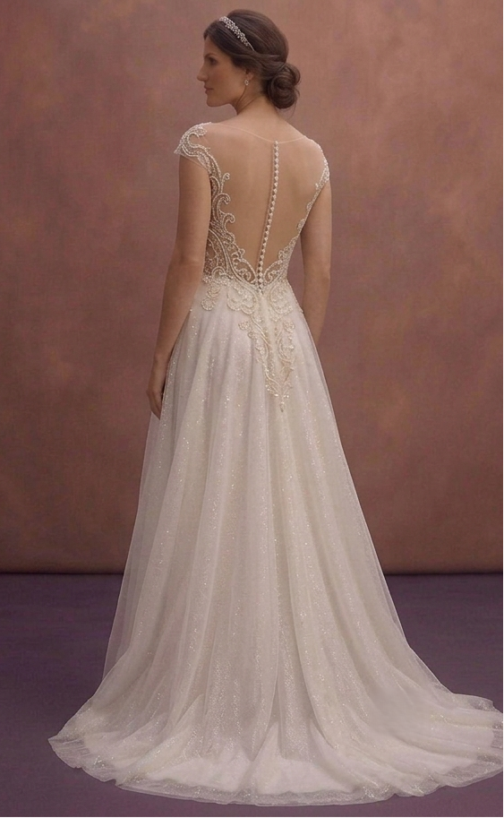 Ivory Sparkle Tulle Wedding Dress with Subtle Glitter Layers