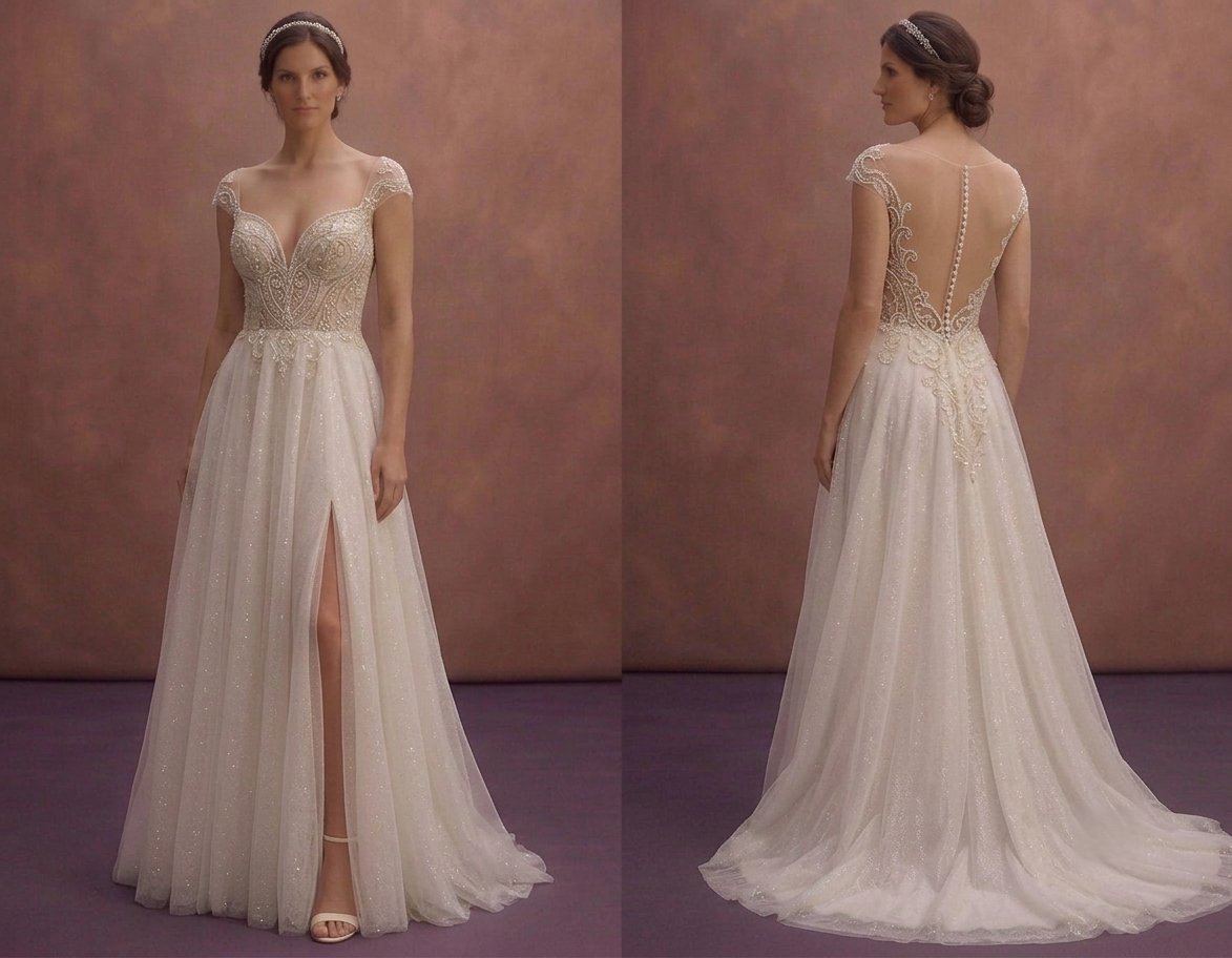 Ivory Sparkle Tulle Wedding Dress with Subtle Glitter Layers