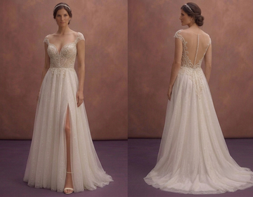 Ivory Sparkle Tulle Wedding Dress with Subtle Glitter Layers