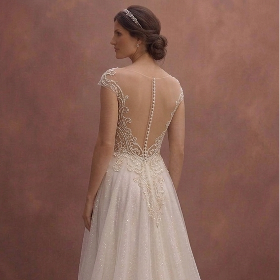 Ivory Sparkle Tulle Wedding Dress with Subtle Glitter Layers