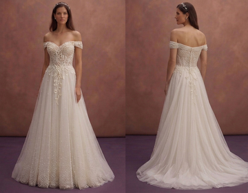 Ivory Tulle Wedding Dress with Pearl Embellished Details