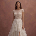 Ivory Tulle Wedding Dress with Pearl Embellished Skirt