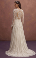 Ivory Vintage Bridal Dress with Long Lace Sleeves