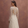 Ivory Vintage Bridal Dress with Long Lace Sleeves