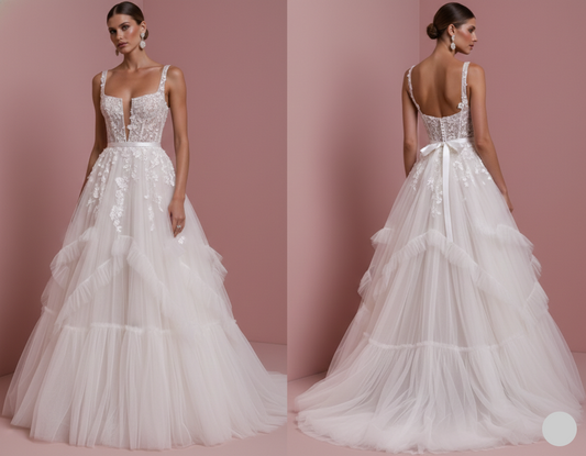 Ivory White Wedding Dress Lace Victorian Long Traditional Gown