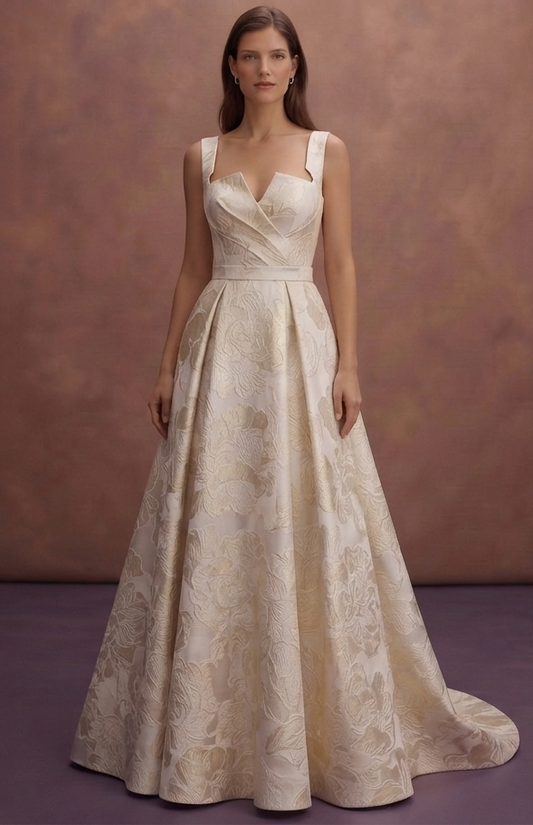 Jacquard A-Line Wedding Dresses with Modern Structure