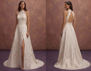 Jacquard Bridal Gowns with Elegant Floral Patterns