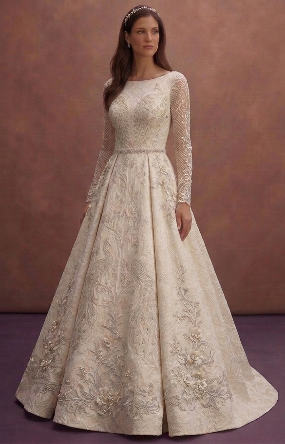 Jacquard Wedding Dresses with Rich Texture