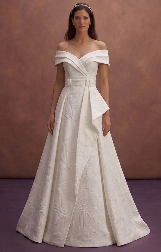 Jacquard Wedding Dresses with Structured Elegance