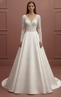 Jewel Neck Wedding Dress Formal Long Modest Lace Gown