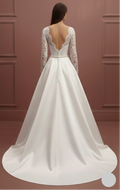 Jewel Neck Wedding Dress Formal Long Modest Lace Gown