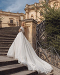 Romantic A-Line Wedding Gown, Off-Shoulder Sleeves, and a Flattering Natural Waistline for a Timeless Bridal Look