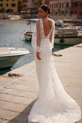 Attractive Wedding Gown for Bride Puff Sleeves Deep V-neck Court Train Zipper Robe De Mariee Customised