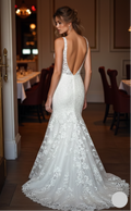 Keyhole Back Sleeve Wedding Dress Long Lace Detail Elegant