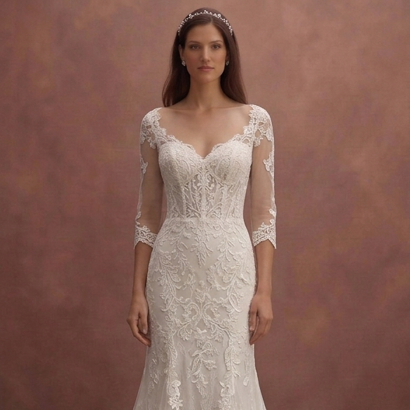 Lace Fit and Flare Wedding Dresses with Romantic Appeal