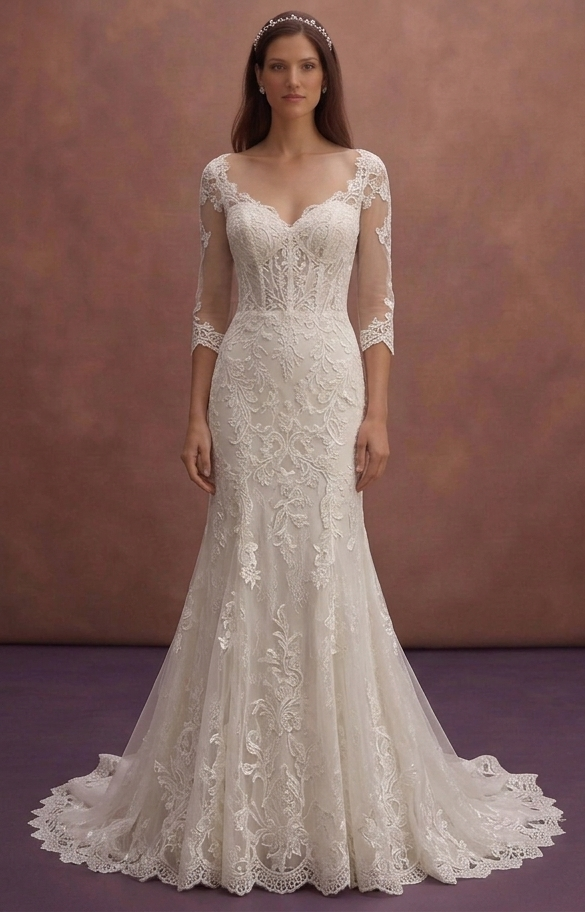 Lace Fit and Flare Wedding Dresses with Romantic Appeal