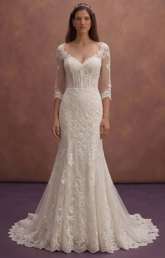 Lace Fit and Flare Wedding Dresses with Romantic Appeal