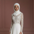 Lace Long Sleeve Bridal Dress – Soft White Muslim Wedding Dress