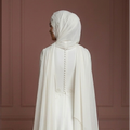 Lace Minimalist Muslim Wedding Dress – Ivory Hijab Style for Nikah Muslim