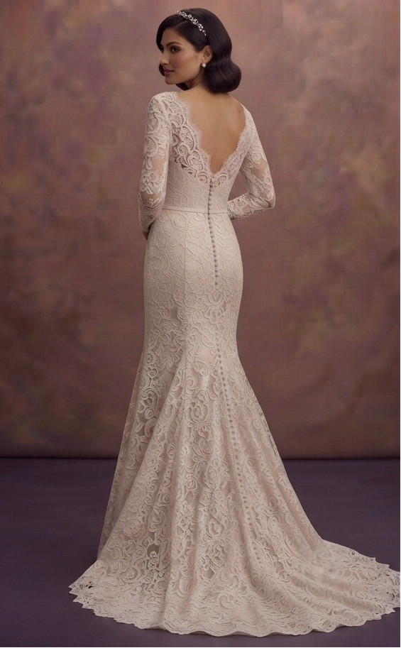 Lace Trumpet Wedding Dresses with Timeless Beauty