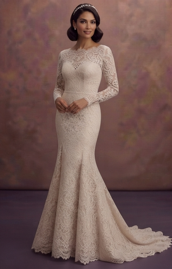 Lace Trumpet Wedding Dresses with Timeless Beauty