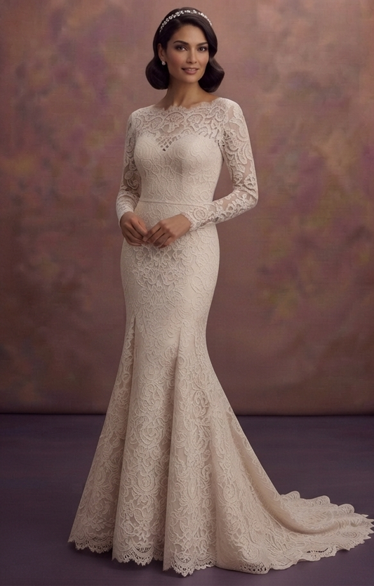 Lace Trumpet Wedding Dresses with Timeless Beauty