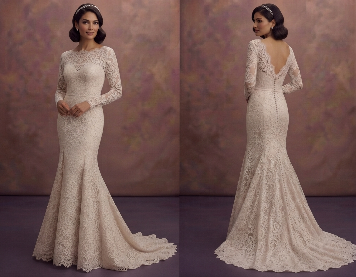 Lace Trumpet Wedding Dresses with Timeless Beauty
