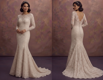 Lace Trumpet Wedding Dresses with Timeless Beauty