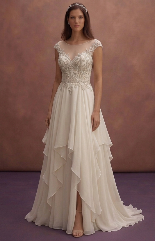Layered Chiffon Wedding Dresses with Airy Elegance