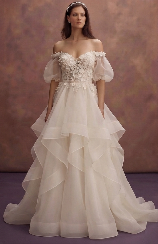 Layered Organza Bridal Dresses with Flowing Skirts