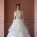 Layered Wedding Dress Organza Ball Long Gown Classic Fashion