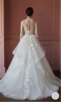 Layered Wedding Dress Organza Ball Long Gown Classic Fashion