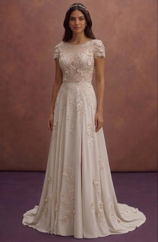 Leaf Motif Wedding Dresses with Nature-Inspired Style