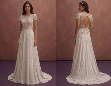 Leaf Motif Wedding Dresses with Nature-Inspired Style