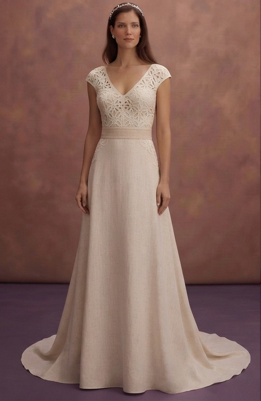 Linen Blend Wedding Dresses for Outdoor Ceremonies