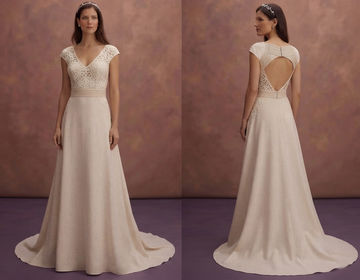 Linen Blend Wedding Dresses for Outdoor Ceremonies