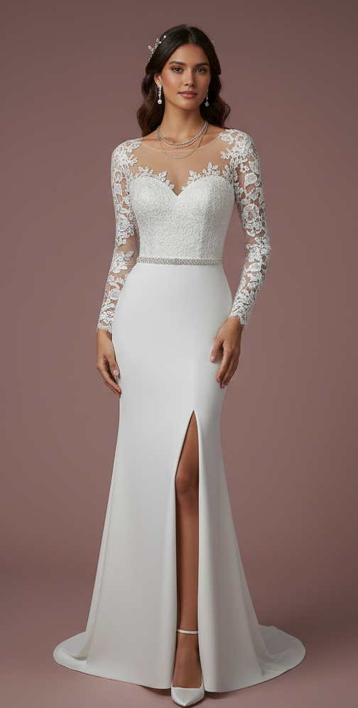 Long Beach Wedding Dress Lace Crochet Boho Style Outdoor