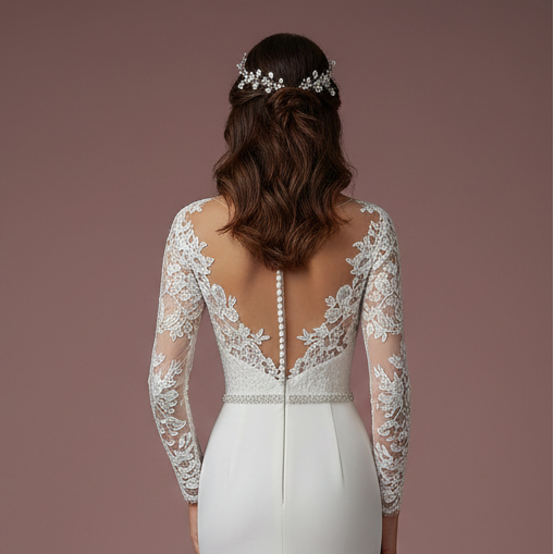 Long Beach Wedding Dress Lace Crochet Boho Style Outdoor