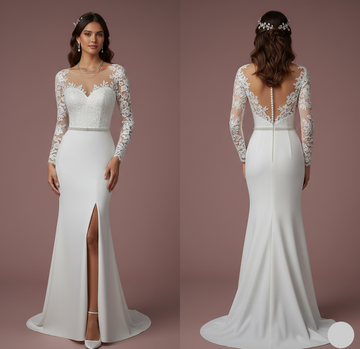 Long Beach Wedding Dress Lace Crochet Boho Style Outdoor