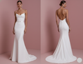 Long Criss Cross Back Wedding Dress Satin Mermaid Gown